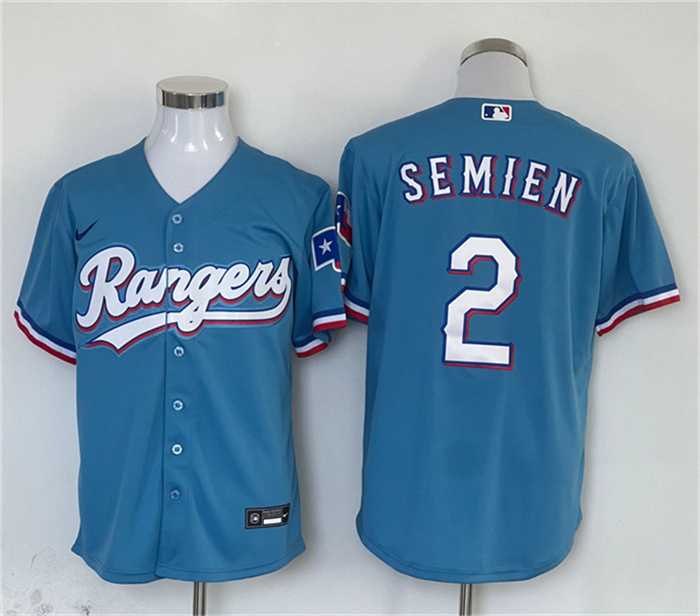 Men%27s Texas Rangers #2 Marcus Semien Blue With Patch Cool Base Stitched Baseball Jersey->texas rangers->MLB Jersey